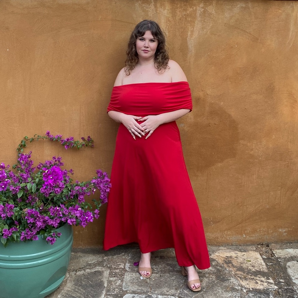 Eloquii Off-Shoulder Red Maxi Dress - Picture 2 of 3